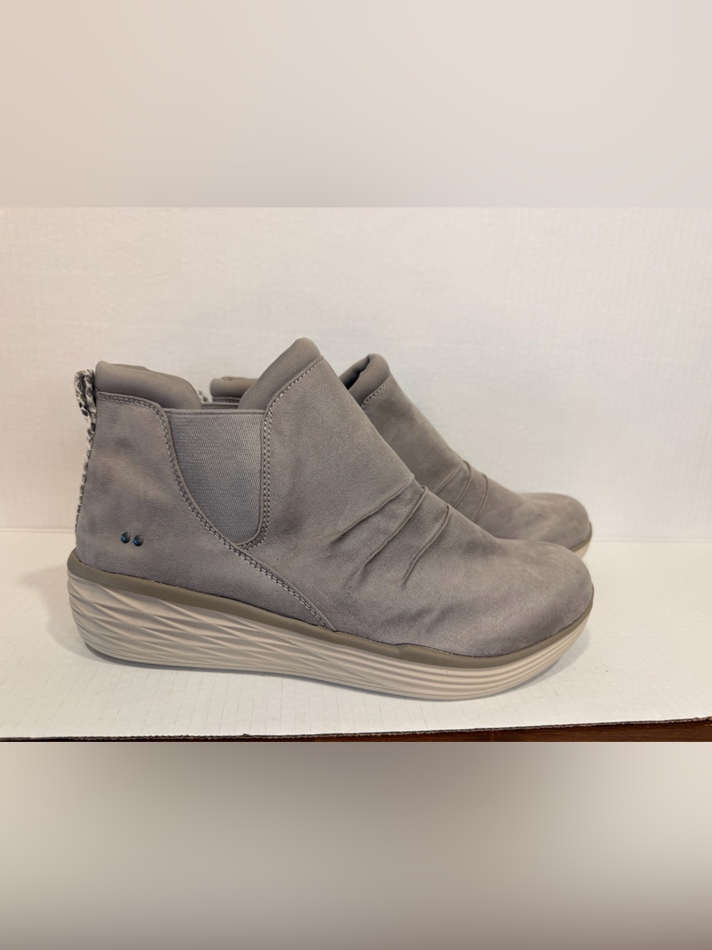 Ryka Water Repellent Wedge Ankle Boots Niah Animal Morning Dove size 11